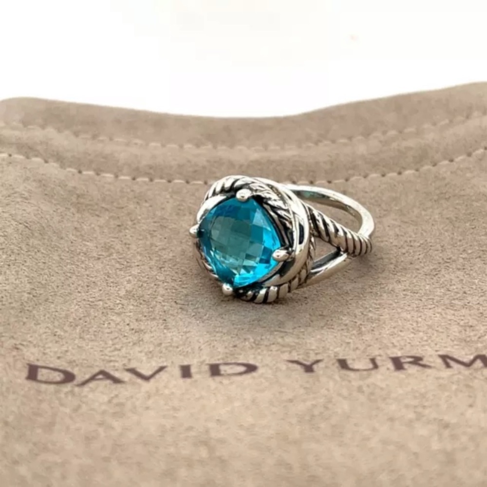 David Yurman Blue and Silver Rope Ring